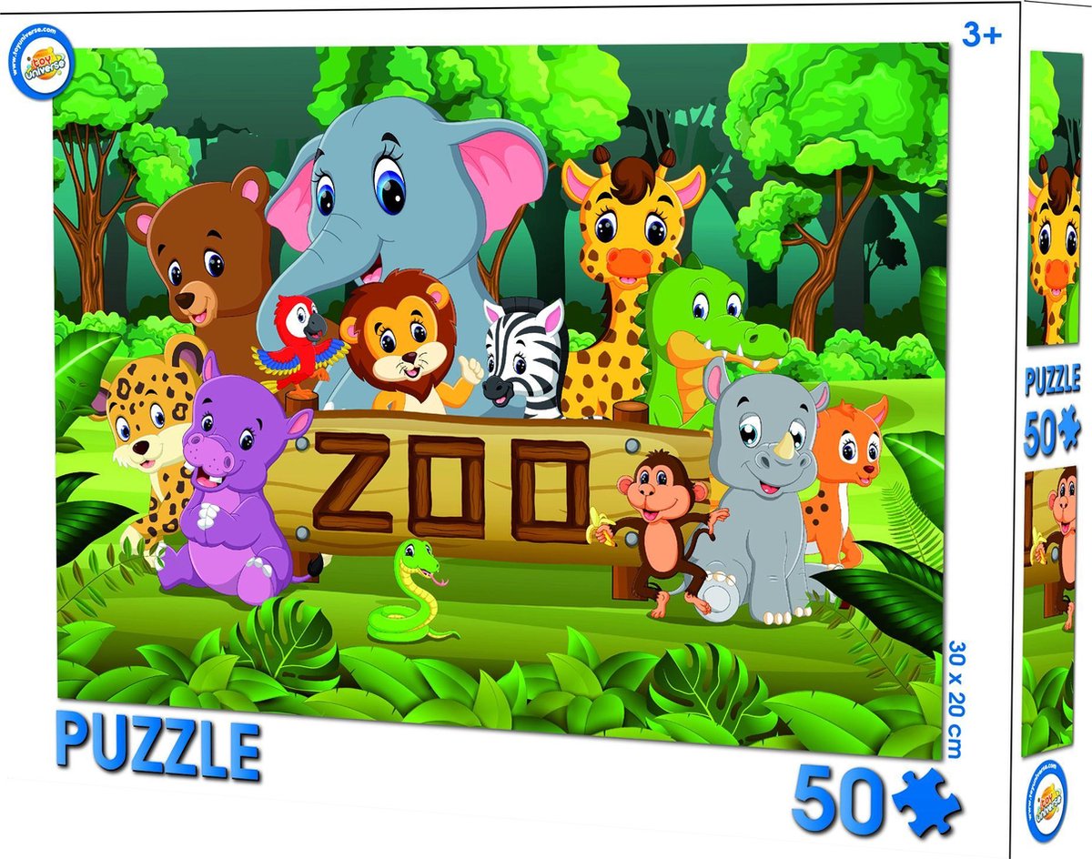 W&o Legpuzzel Zoo 25 X 18,5 Cm Karton 50 Stukjes