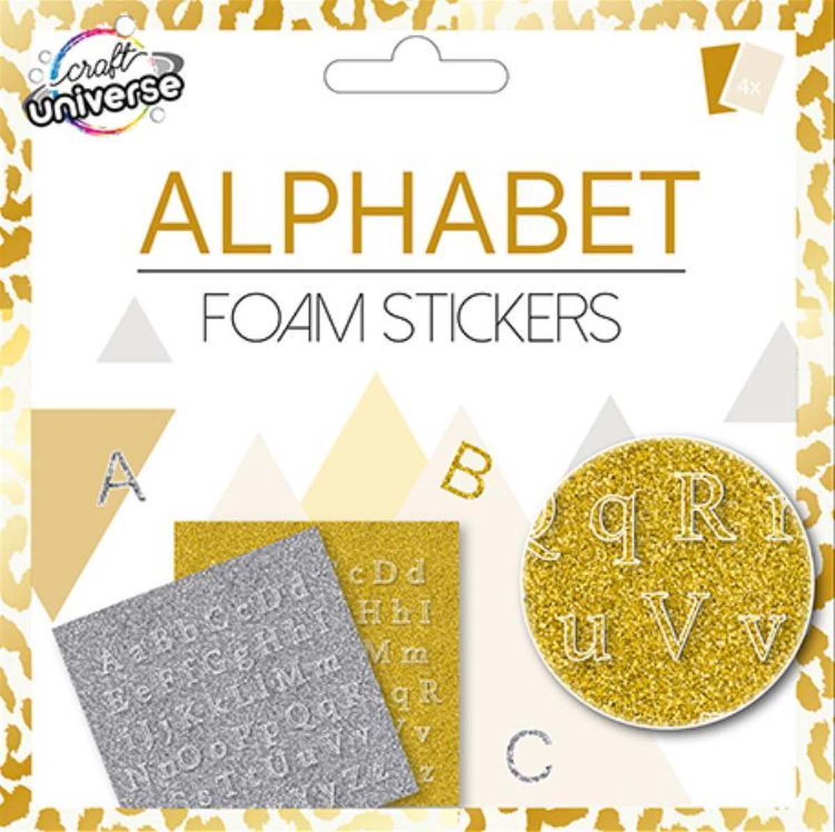 W&o Stickervellen Alphabet 15 X 15 Cm Eva Goud 2 Stuks