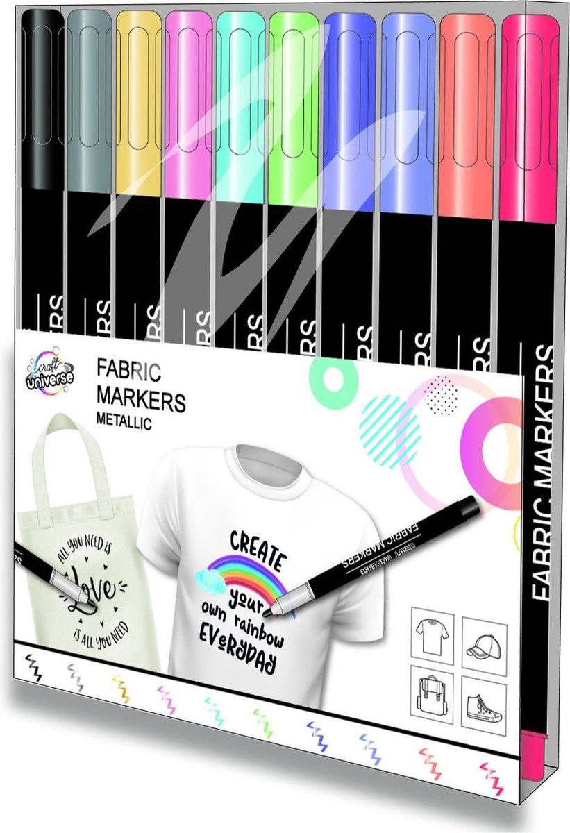 W&o Textielstiften Fabric Marker Metallic-2 Junior 10 Stuks