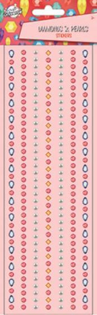 stickers Diamonds & Pearls meisjes 27 x 9,5 cm rood