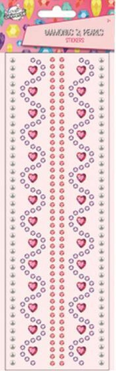 stickers Diamonds & Pearls meisjes 27 x 9,5 cm roze