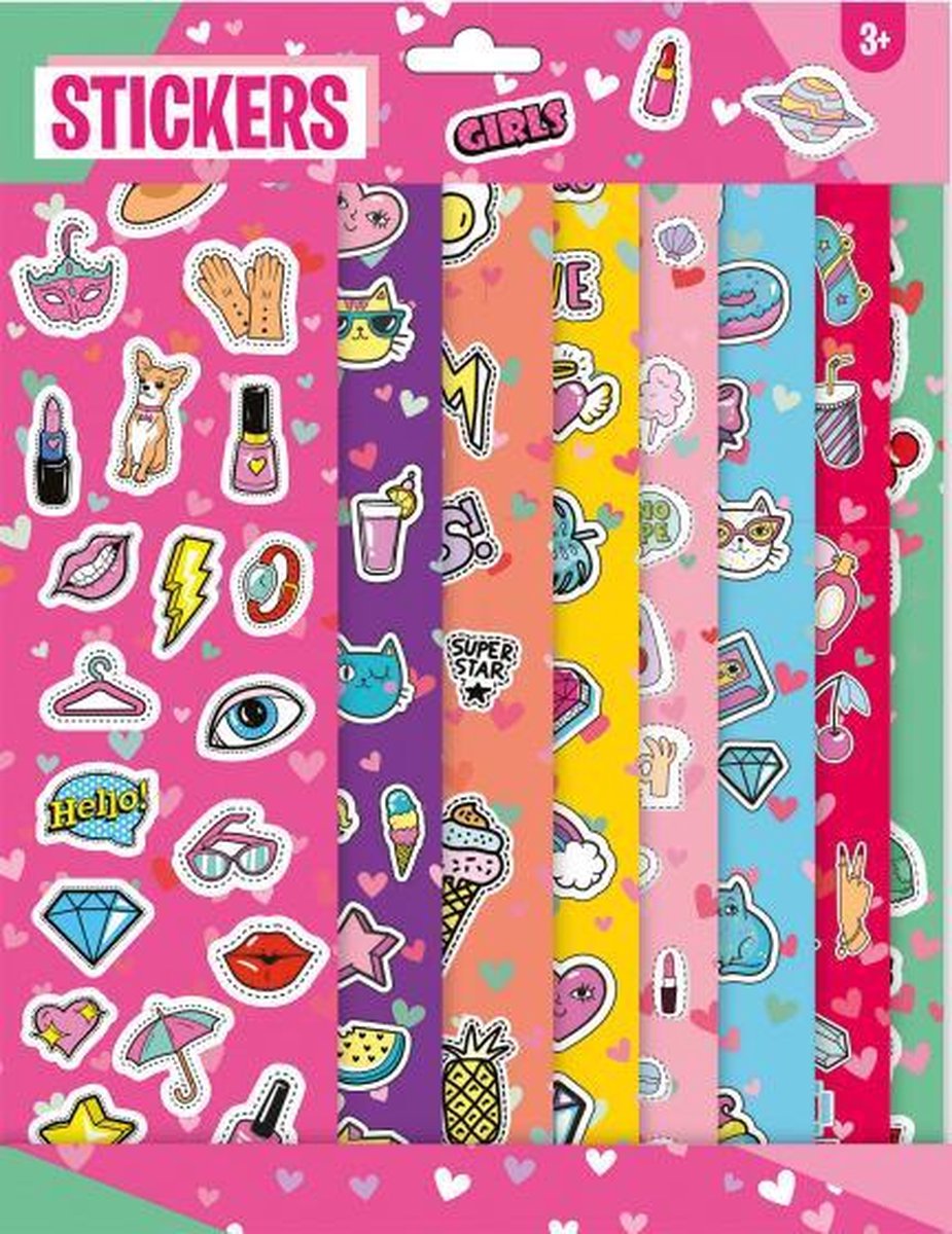 stickerset meisjes 21 x 29,5 cm papier roze 8-delig