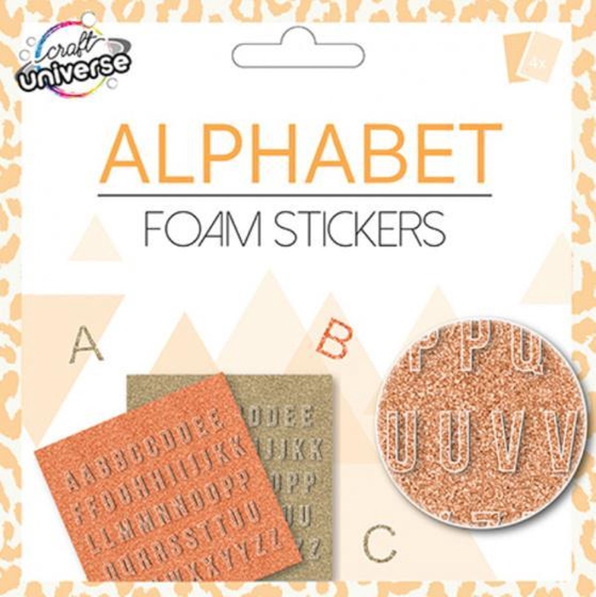 stickervellen Alphabet 15 x 15 cm EVA oranje 2 stuks