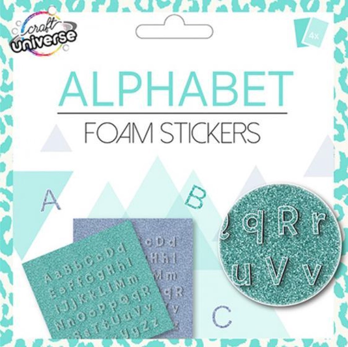 stickervellen Alphabet 15 x 15 cm EVA turquoise 2 stuks