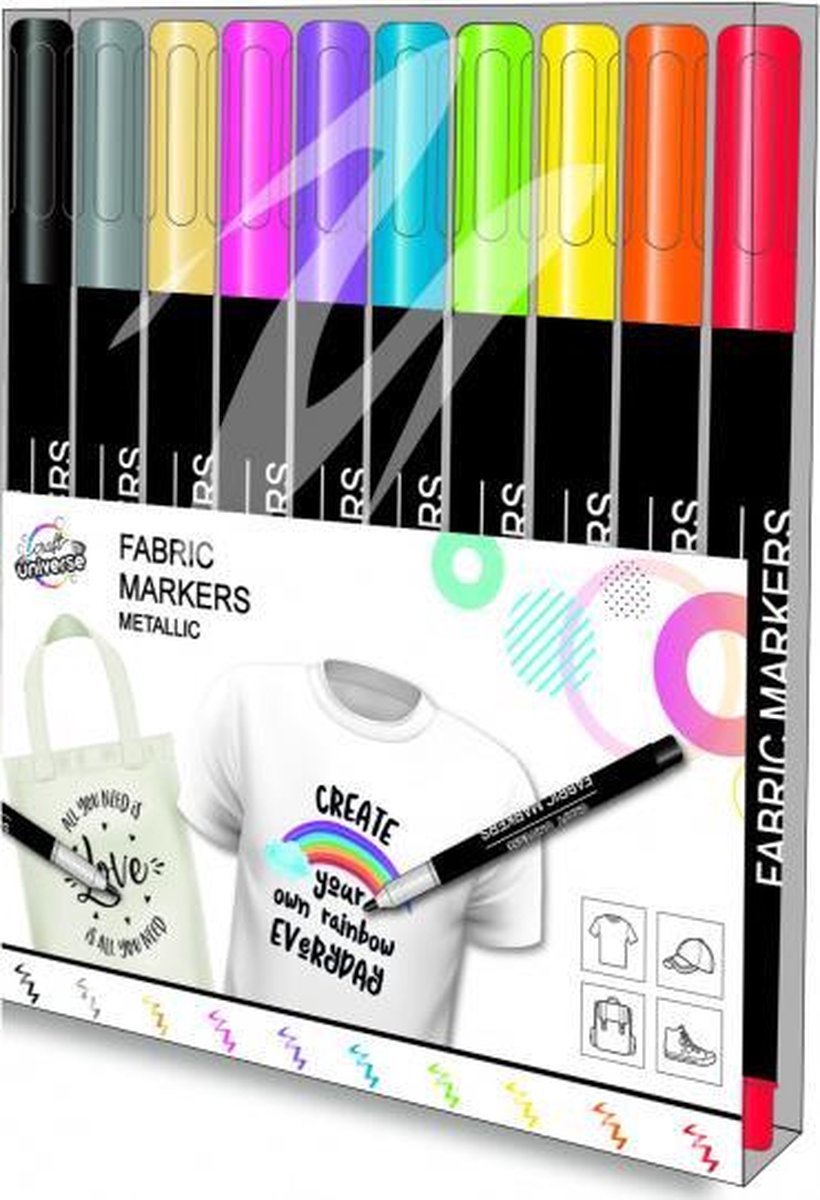 textielstiften Fabric Marker Metallic-1 junior 10 stuks