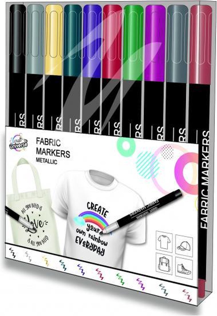 textielstiften Fabric Marker Metallic-3 junior 10 stuks