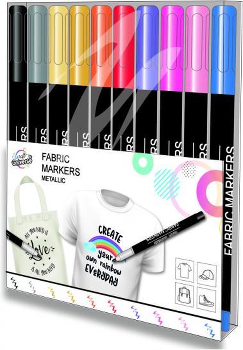 textielstiften Fabric Marker Metallic-4 junior 10 stuks