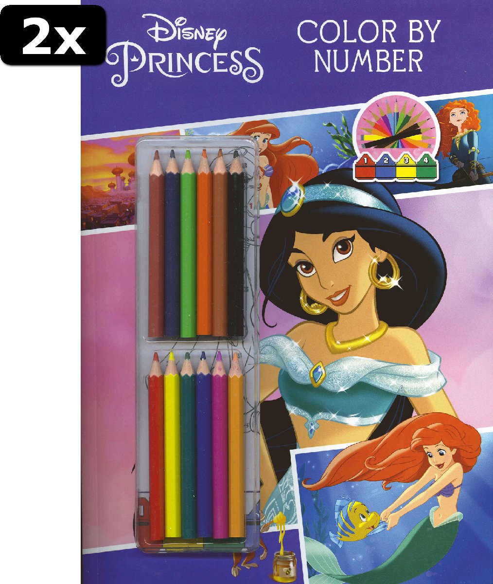 2x Walt Disney Color by Number Princess