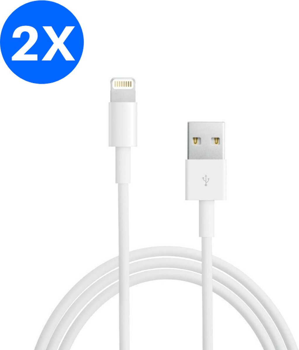 iPhone Lightning Kabel - Oplader iPhone - Laadkabel iPhone - 1 meter - Wit - 2 stuks - voor iPhone 5/5S/6/6S/7/8/X/Xs/Xr & iPad