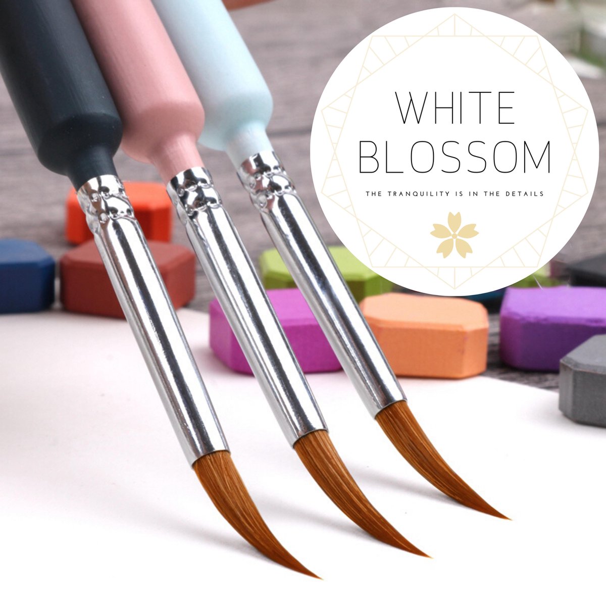 WHITE BLOSSOM Penselen – Schilder Kwasten – Miniatuur – Schilderen – Aquarel – Watercolor – Set – 9 Kwasten – Dunne Kwast – Waterverf – Nail Art - Hobby - Blauw