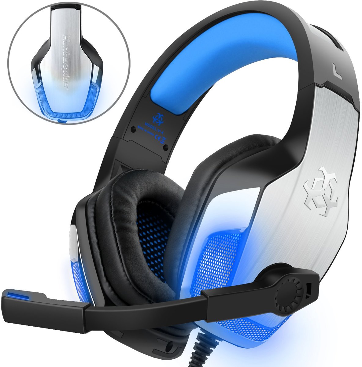 WILLNORN Gaming - Ultimate surround sound gaming - USB 7.1 - Hoofdtelefoon / Headset / Koptelefoon - Geschikt voor PS4 XBOX One PC - Galaxy Silver