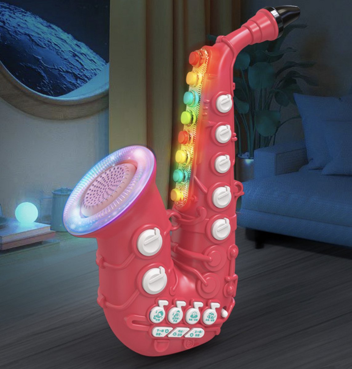 WK Kinderen Simulatie Saxofoon -Indrukwekkende kleurrijke verlichting- Ingebouwde tien kinderliedjes - Kinderen Blaasinstrumenten