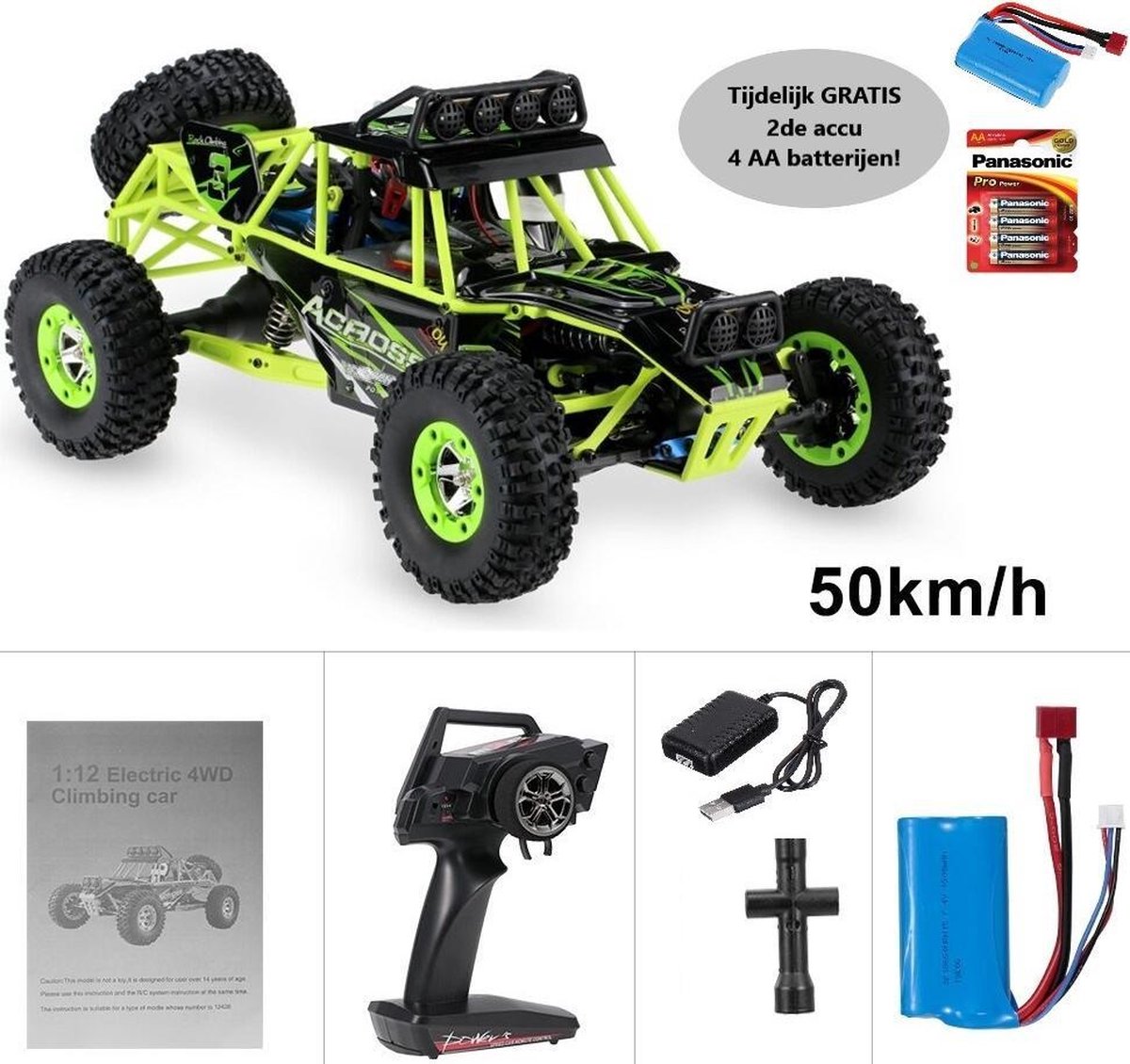 Wltoys Storm 14248 - Snelle RC Buggy - Off Road RC Auto - Radiografisch Bestuurbare Terreinwagen - RC Truck - RTR - Waterproef - 50 km/u - Tijdelijk Gratis 2de Accu en 4x AA Batterijen