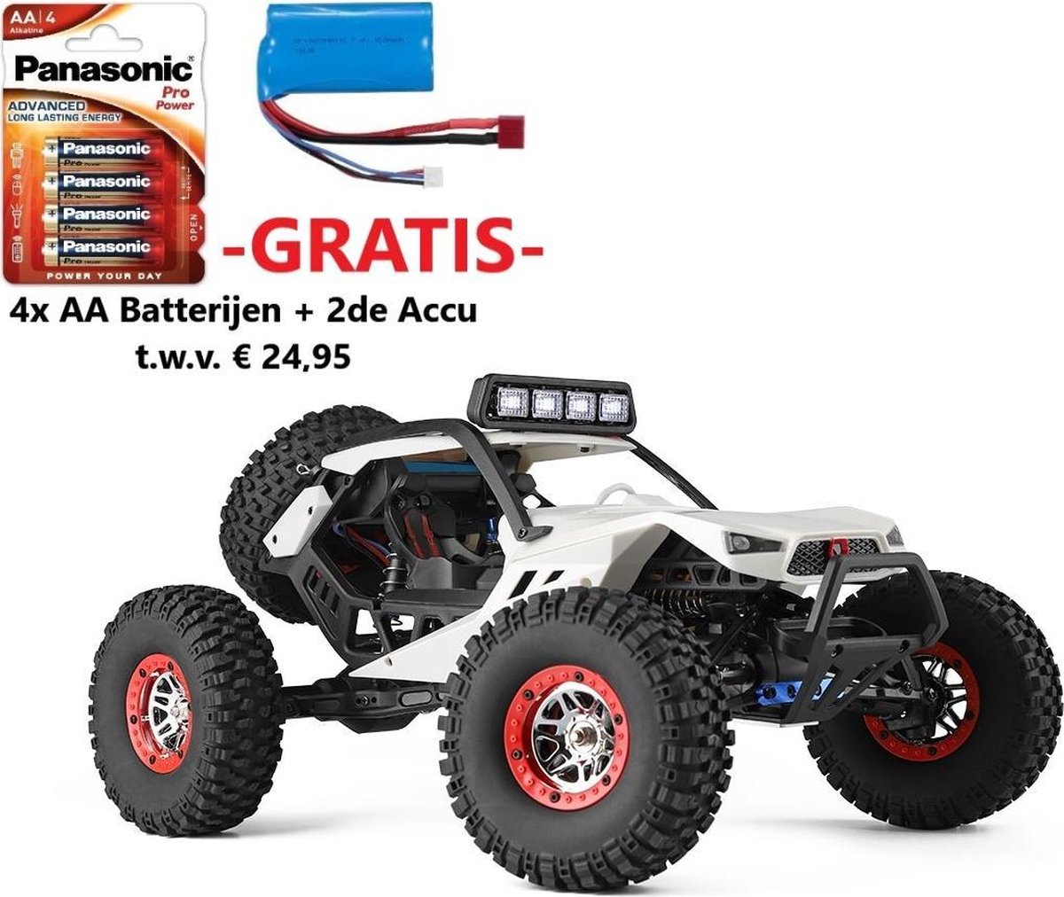 Wltoys Storm 14249 - Snelle RC Buggy - 1:12 Schaal - Off Road RC Auto - Radiografisch Bestuurbare Terreinwagen - RC Truck - RTR - Waterproef - 45 km/u - Wit - Tijdelijk Gratis 2de Accu en 4x AA Batterijen