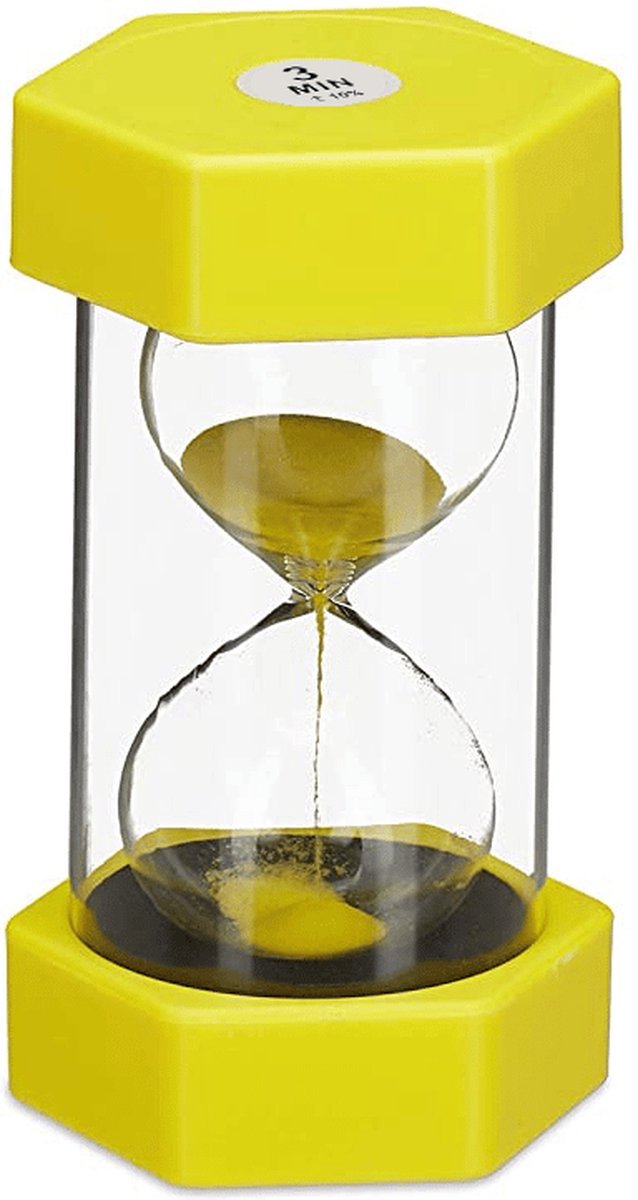   -  s -   met tijd - Bewegende zandloper - Premium zandloper -   XL - Grote timer - Grote zandloper - 3 minuten - Geel