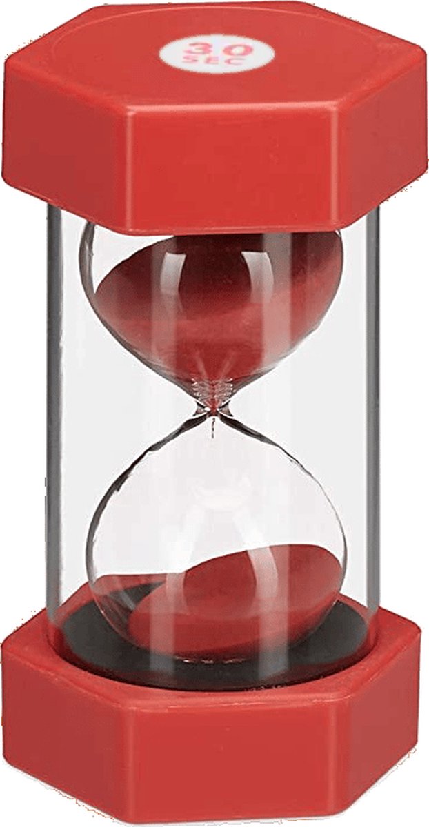   -  s -   met tijd - Bewegende zandloper - Premium zandloper -   XL - Grote timer - Grote zandloper - 30 Seconde - Rood