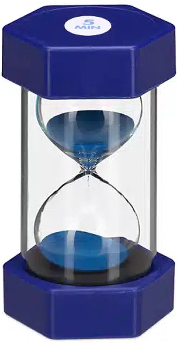   -  s -   met tijd - Bewegende zandloper - Premium zandloper -   XL - Grote timer - Grote zandloper - 5 minuten - Blauw
