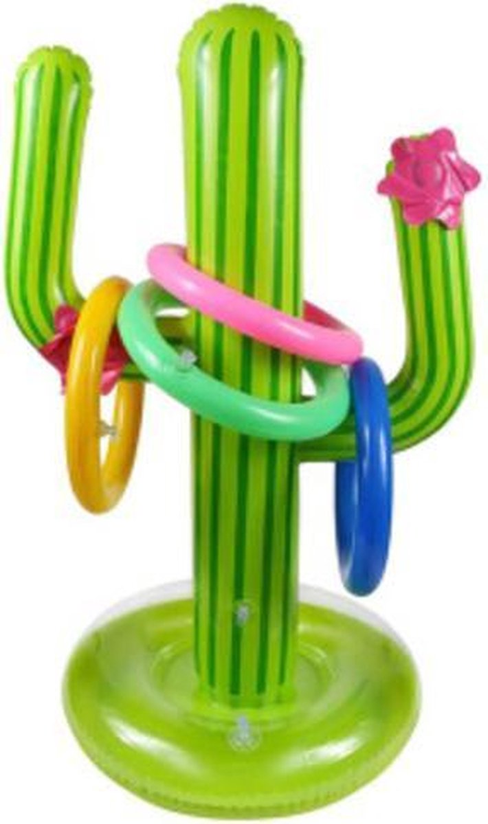 Opblaas Cactus Ringwerpspel – 1 Cactus + 4 Ringen – Leuk Voor Kinderen en Volwassenen