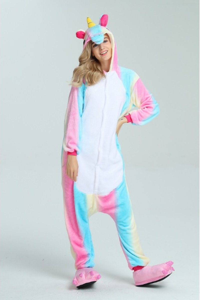 Unicorn onesie voor volwassenen - Maat 2XL - Multi roze