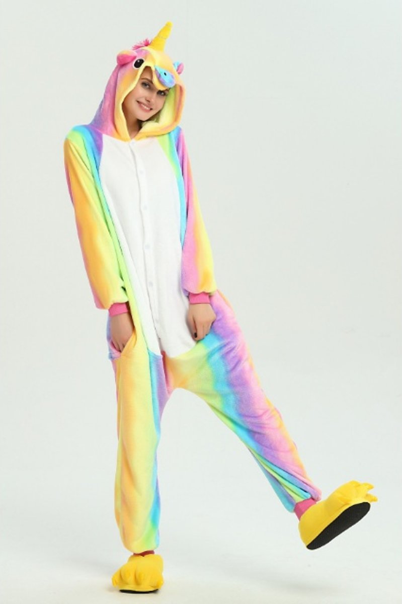 Unicorn onesie voor volwassenen - Maat L – Multi geel