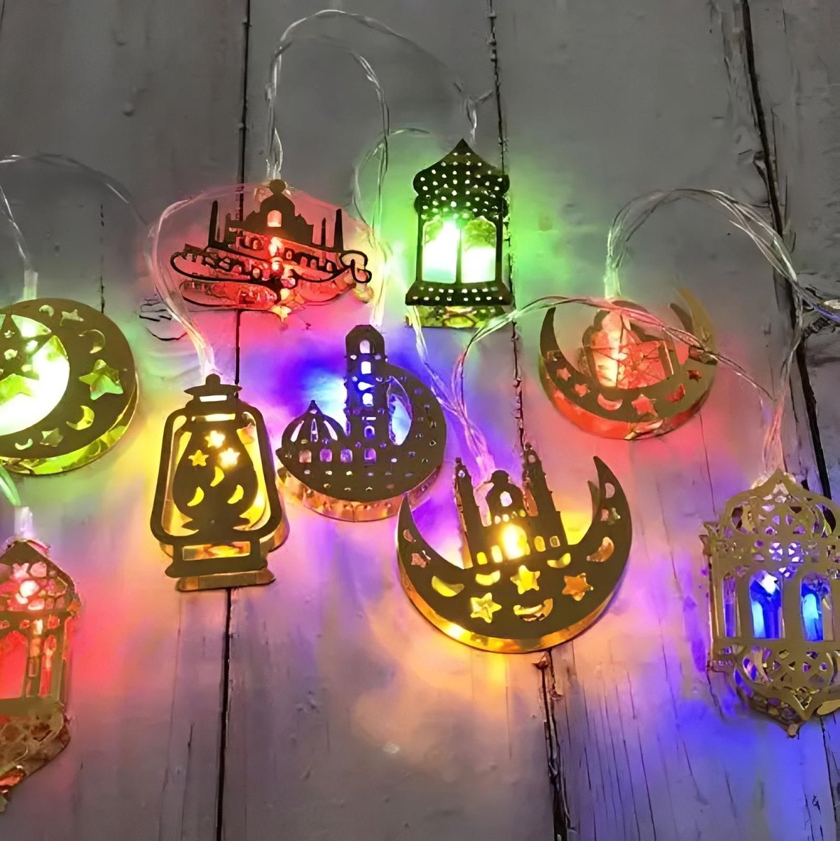 Ramadan Decoratie – Gekleurde Ophangbare lampjes - Ramadan Lampjes - Eid Mubarak – Ramadan Versiering – Suikerfeest – 10 Lampjes