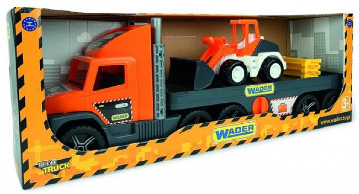 Super XL Truck met oplegger plus Bulldozer Afm. 78 x 27,5 x 19,5 Cm