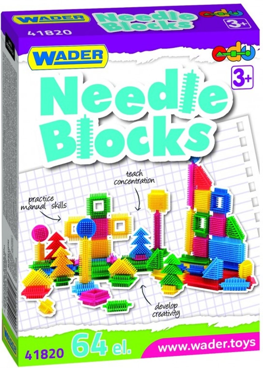 Wader Bouwblokken Needle Blocks 64-delig