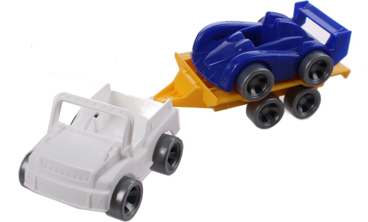 Wader Kids Cars Aanhanger Met Auto Wit/blauw