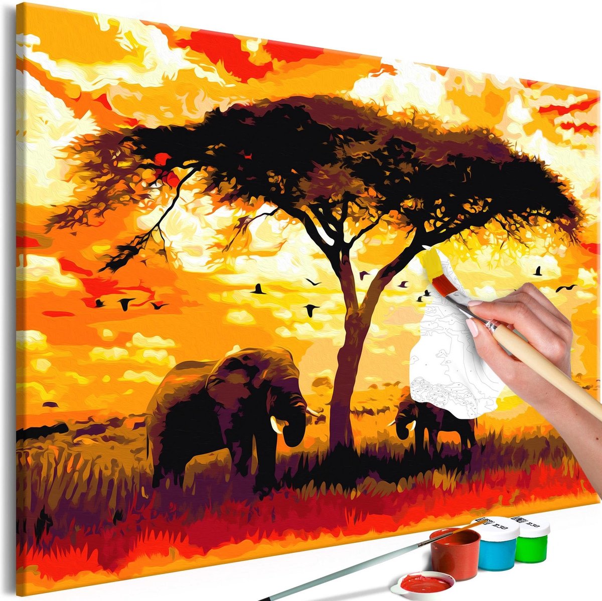 Doe-het-zelf op canvas schilderen - Africa at Sunset