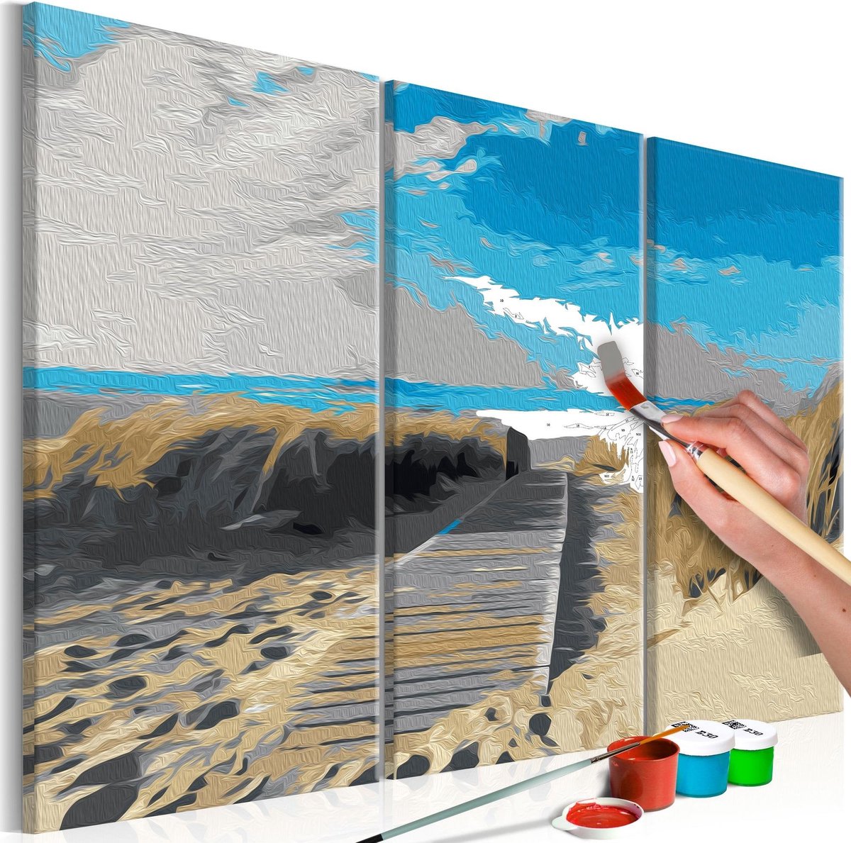 Doe-het-zelf op canvas schilderen - Beach (Blue Sky)