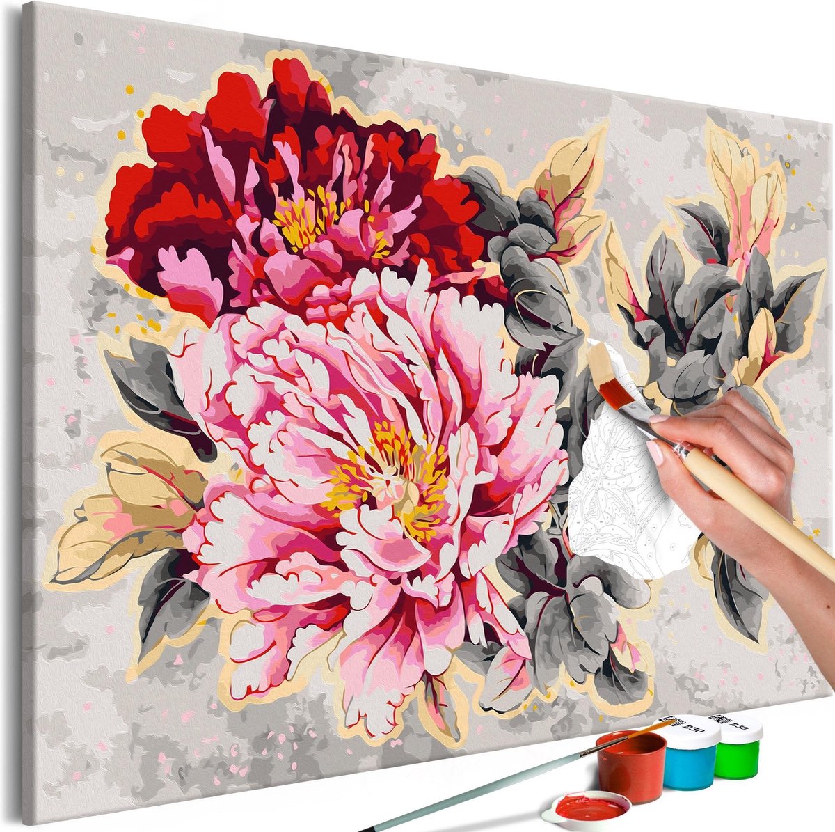 Doe-het-zelf op canvas schilderen - Beautiful Peonies