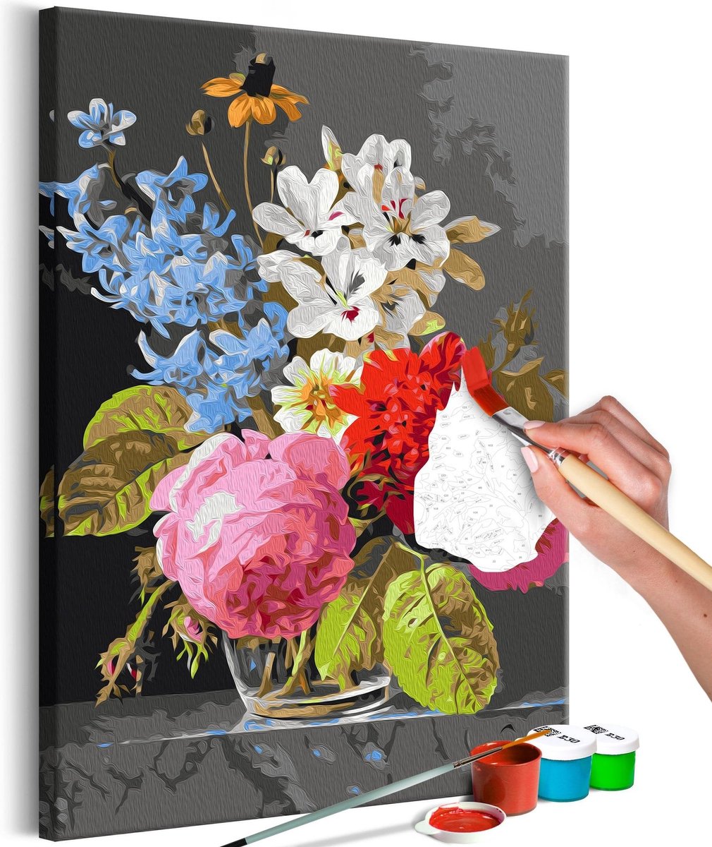 Doe-het-zelf op canvas schilderen - Bouquet in a Glass