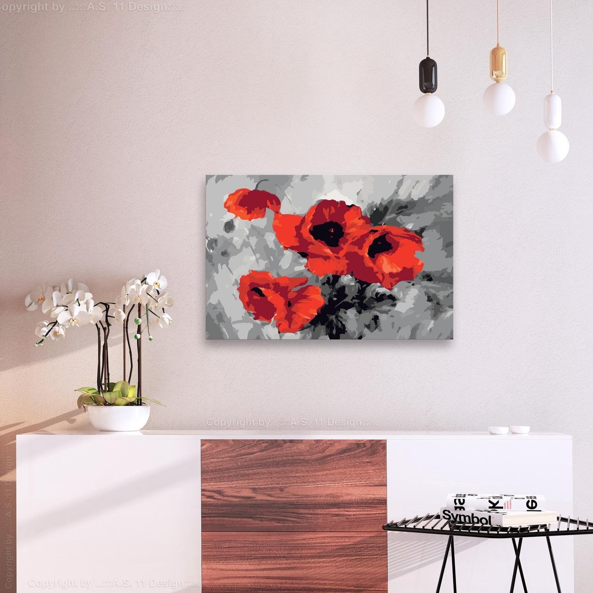 Doe-het-zelf op canvas schilderen - Bouquet of Poppies