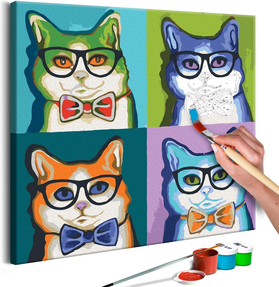 Doe-het-zelf op canvas schilderen - Cats With Glasses