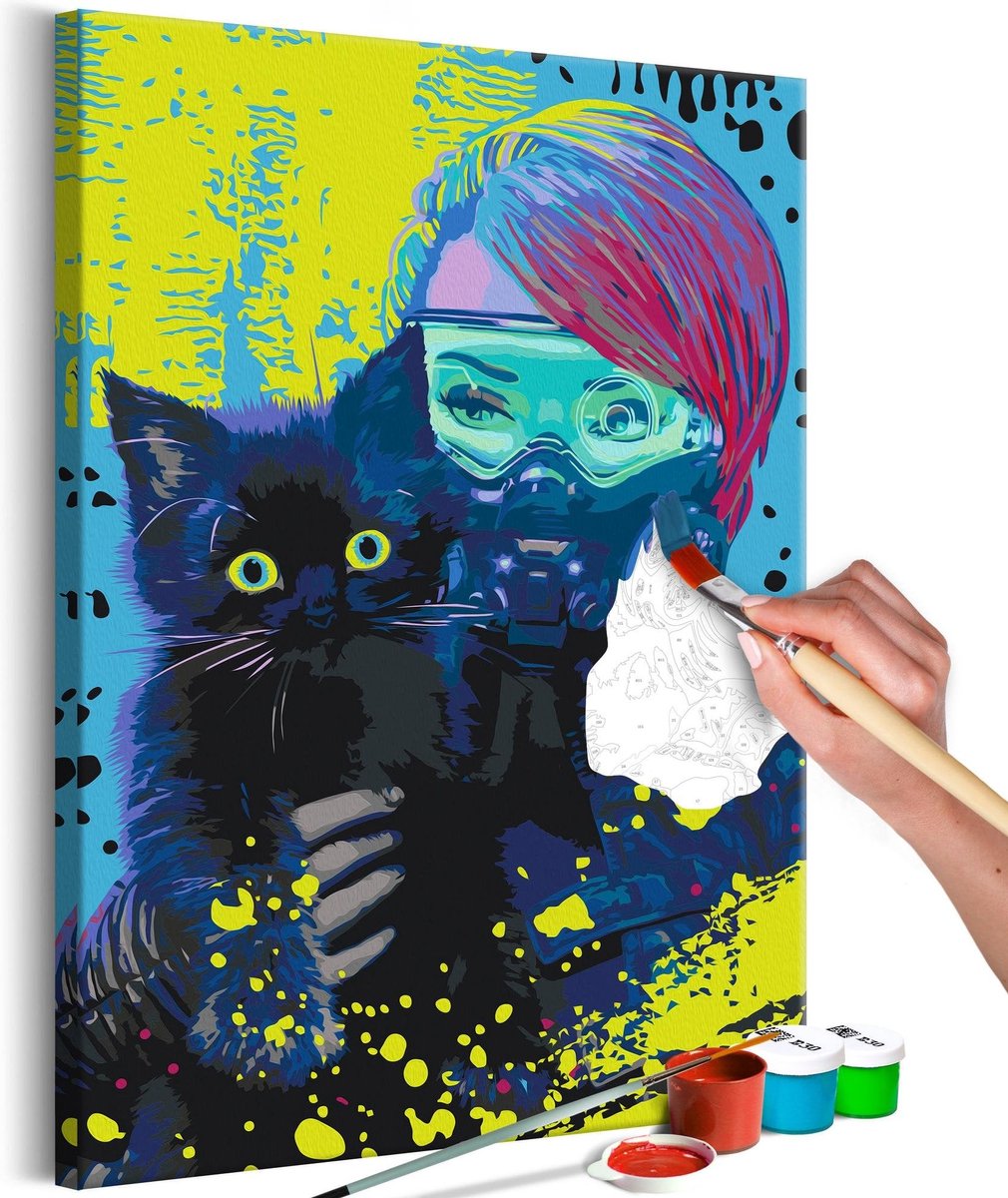 Doe-het-zelf op canvas schilderen - Cyber-Kitten