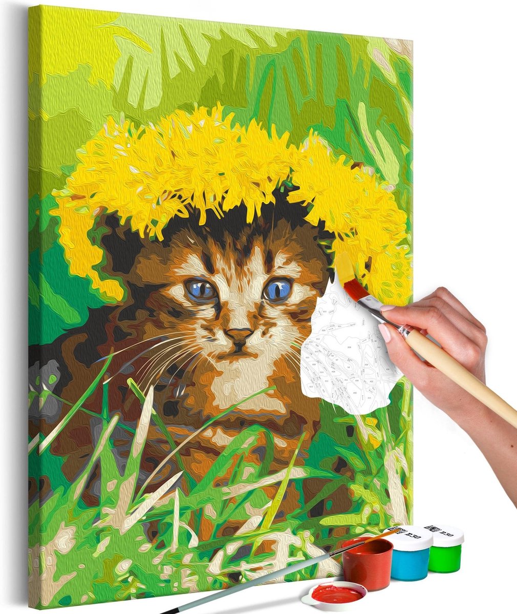 Doe-het-zelf op canvas schilderen - Dandelion Cat