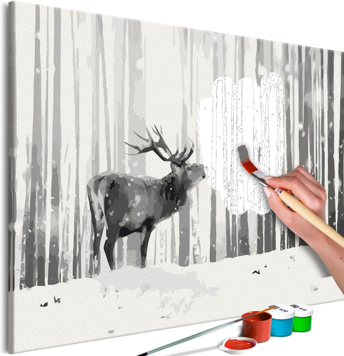 Doe-het-zelf op canvas schilderen - Deer in the Snow