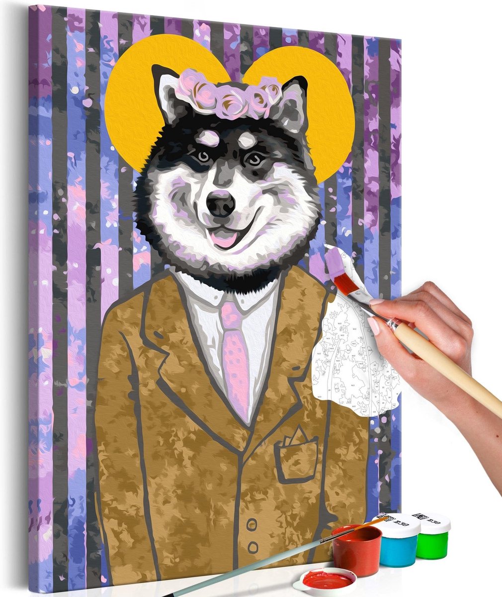 Doe-het-zelf op canvas schilderen - Dog in Suit