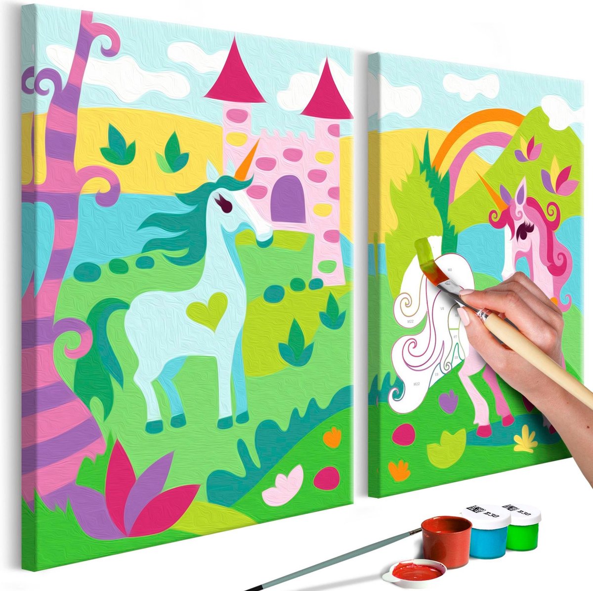 Doe-het-zelf op canvas schilderen - Fairytale Unicorns