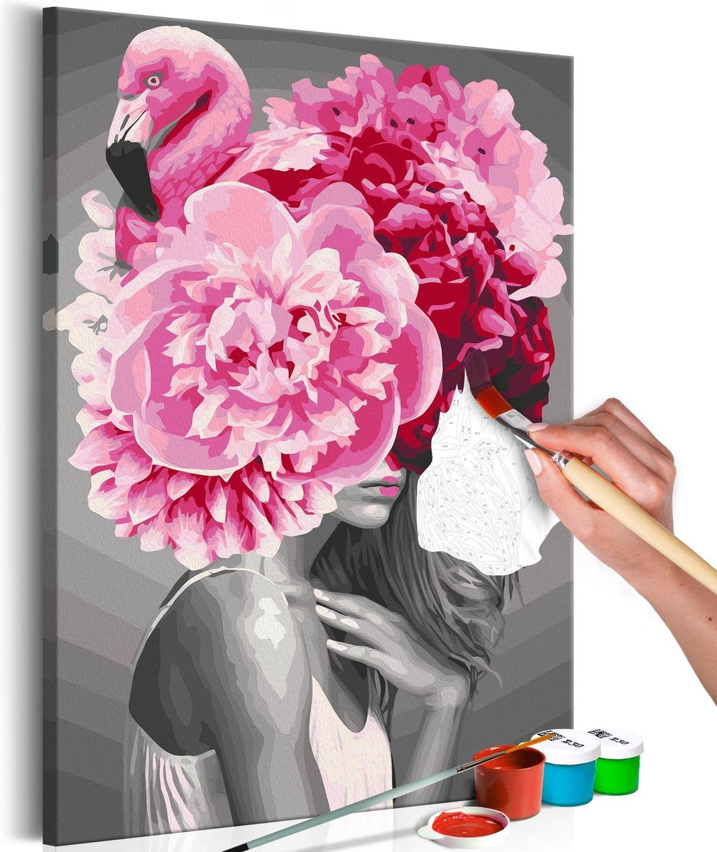 Doe-het-zelf op canvas schilderen - Flamingo Girl