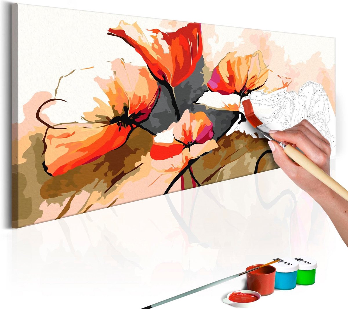 Doe-het-zelf op canvas schilderen - Flowers - Delicate Poppies