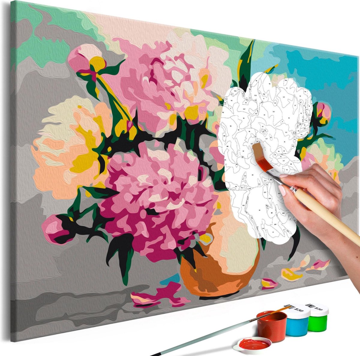 Doe-het-zelf op canvas schilderen - Flowers in Vase