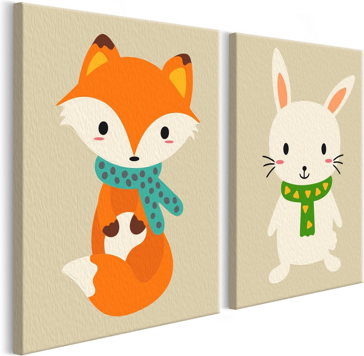 Doe-het-zelf op canvas schilderen - Fox & Bunny