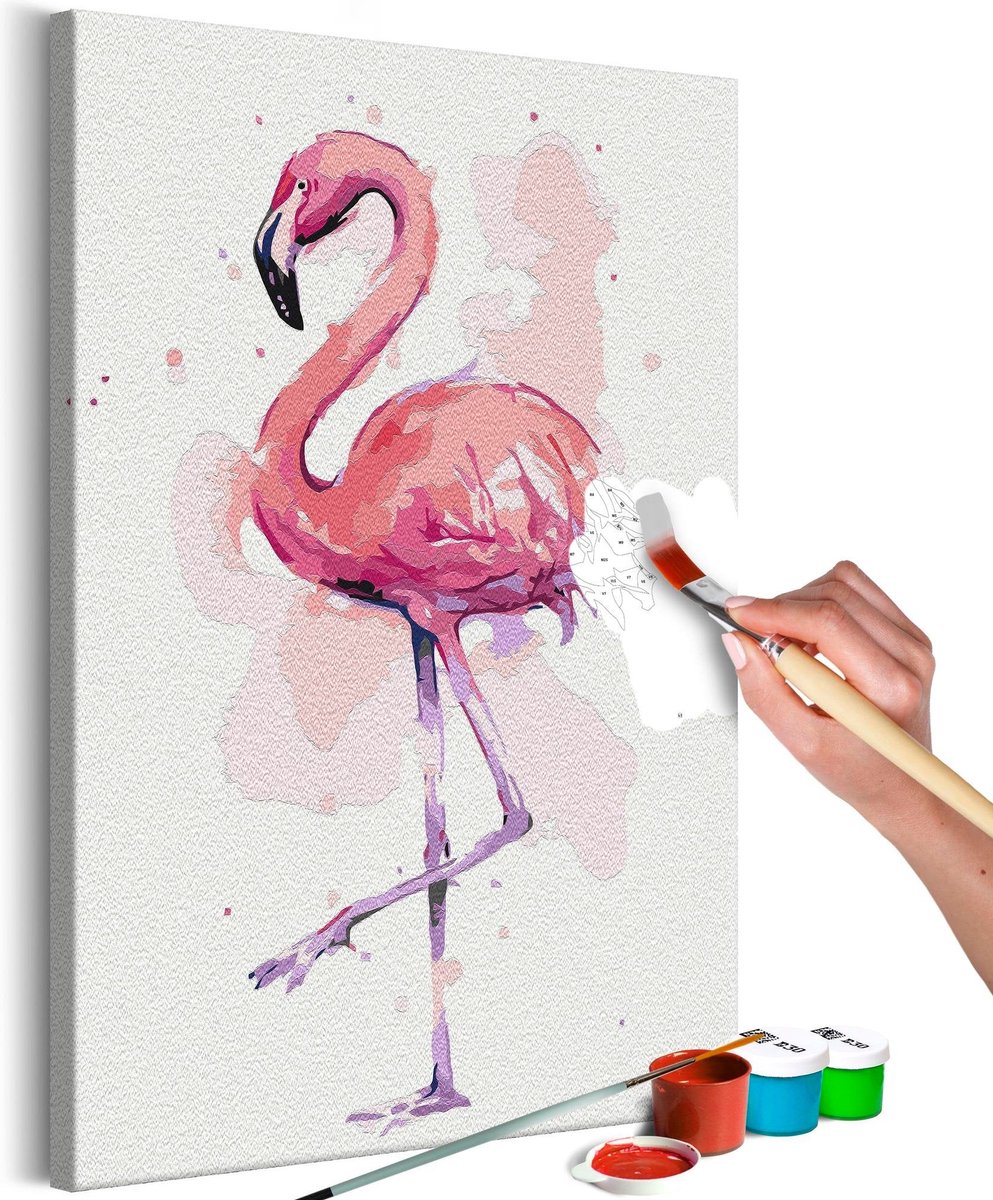 Doe-het-zelf op canvas schilderen - Friendly Flamingo