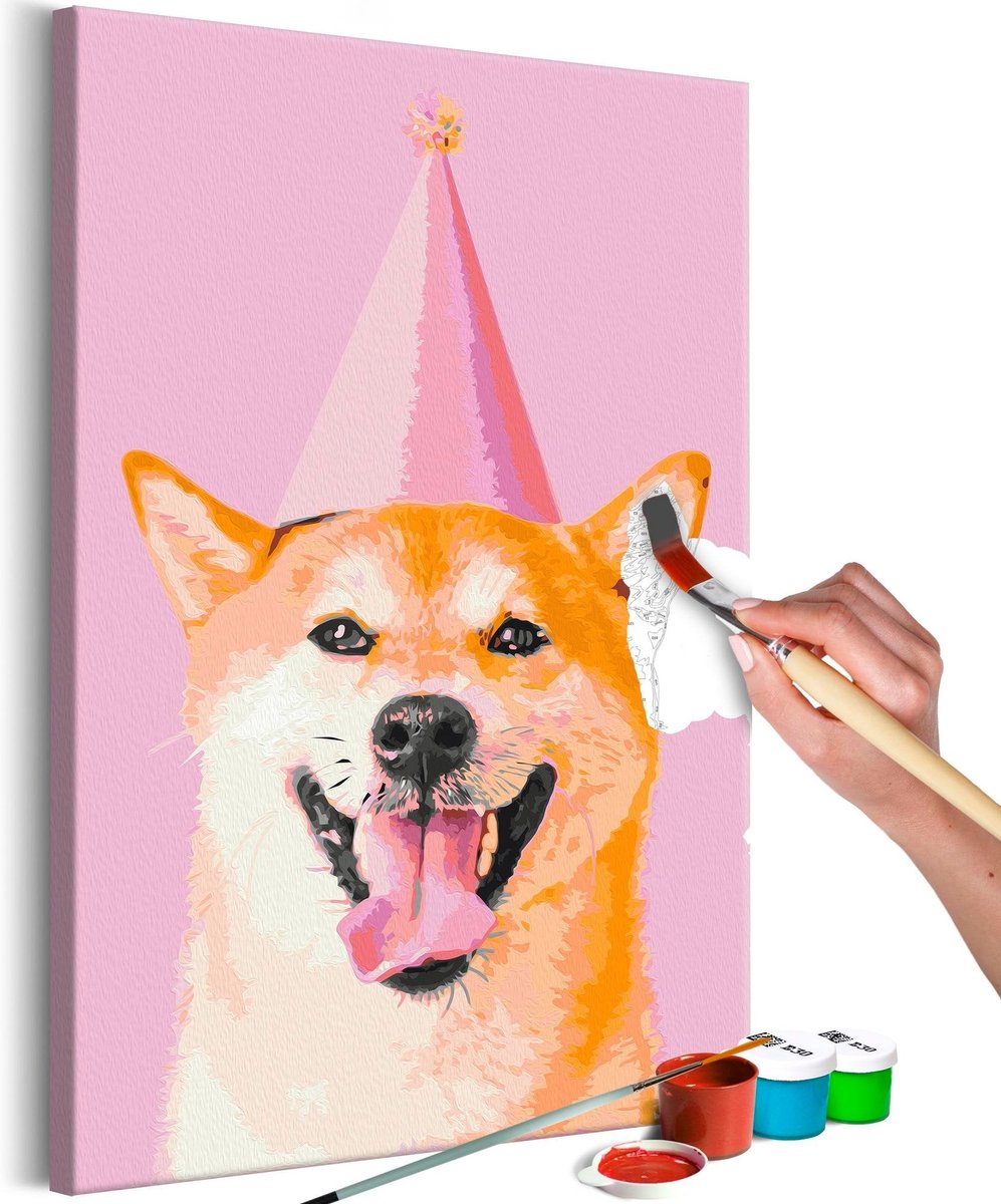 Doe-het-zelf op canvas schilderen - Funny Shiba