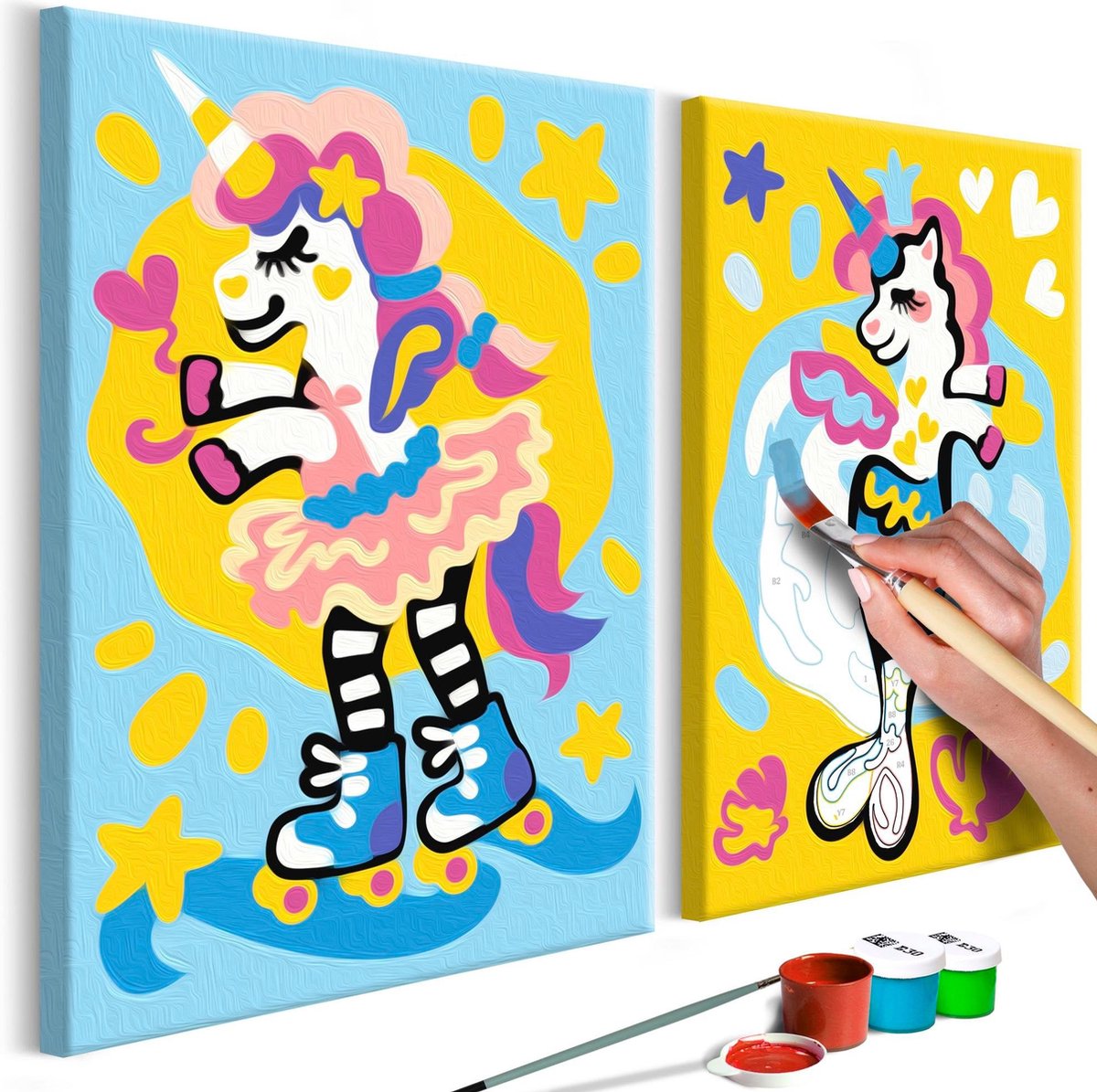 Doe-het-zelf op canvas schilderen - Funny Unicorns