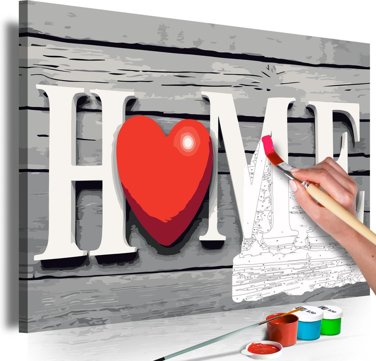 Doe-het-zelf op canvas schilderen - Home with Red Heart