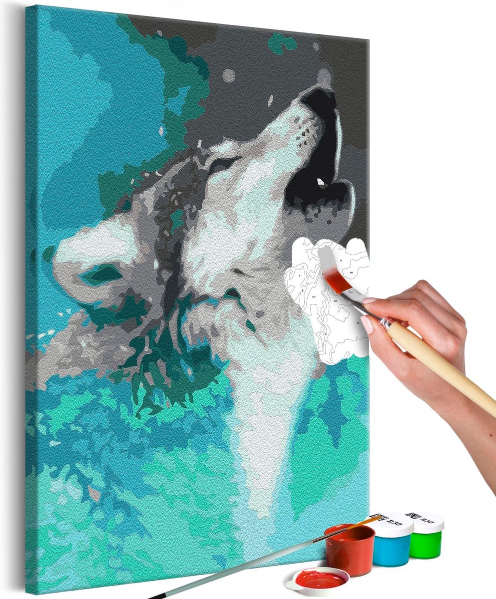 Doe-het-zelf op canvas schilderen - Howling Wolf