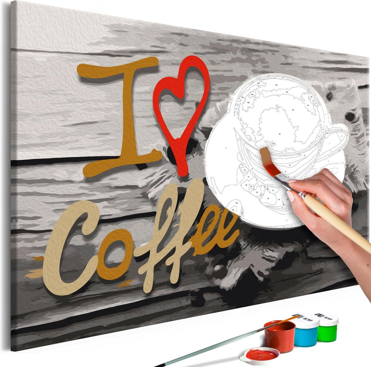 Doe-het-zelf op canvas schilderen - I Love Coffee