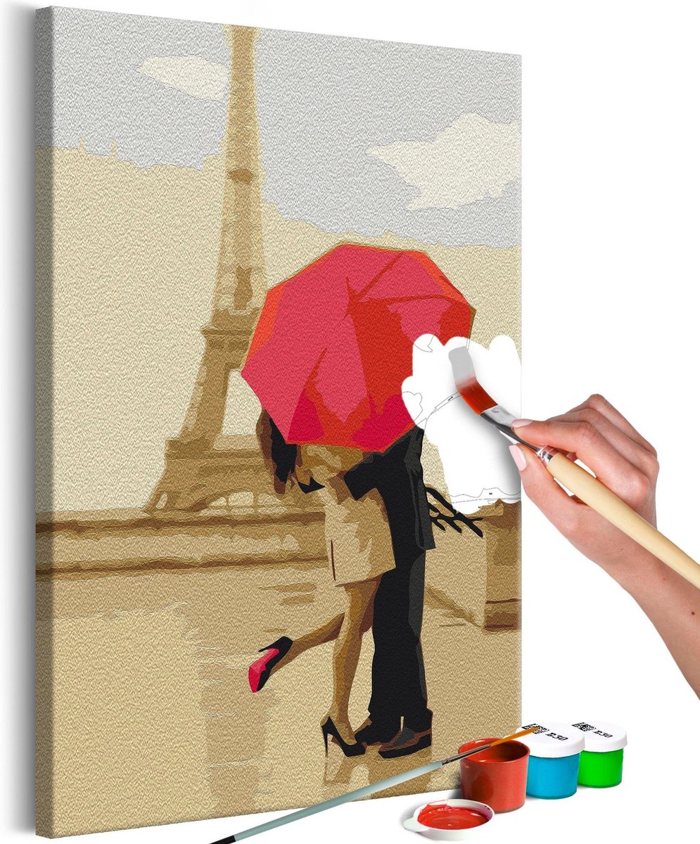 Doe-het-zelf op canvas schilderen - Kiss in Paris